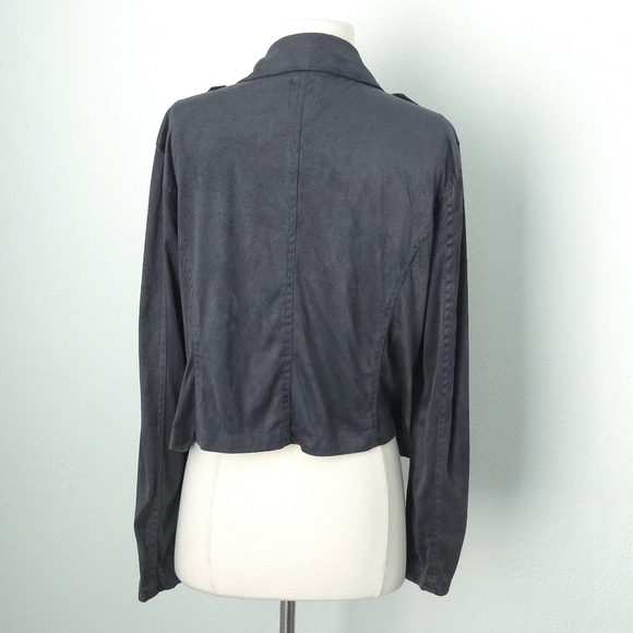 Lauren Conrad Gray Vegan Suede Moto Jacket- Plus Size - Picture 2 of 7